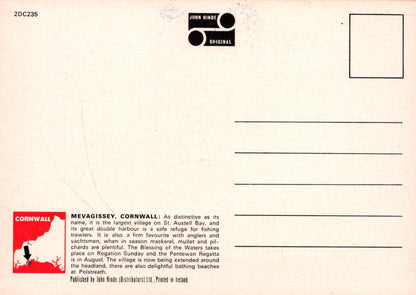 Back of a postcard with text and a small image of a dog, featuring the John Hinde logo.