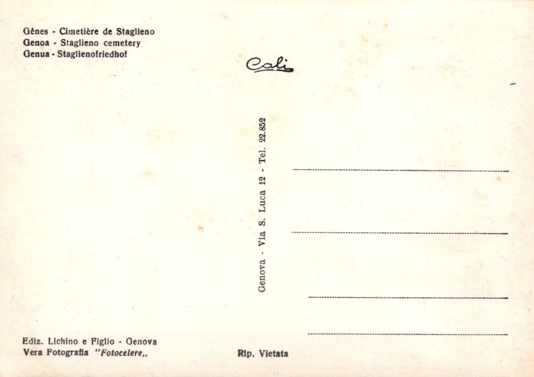 Vintage postcard with text and a logo on a light background