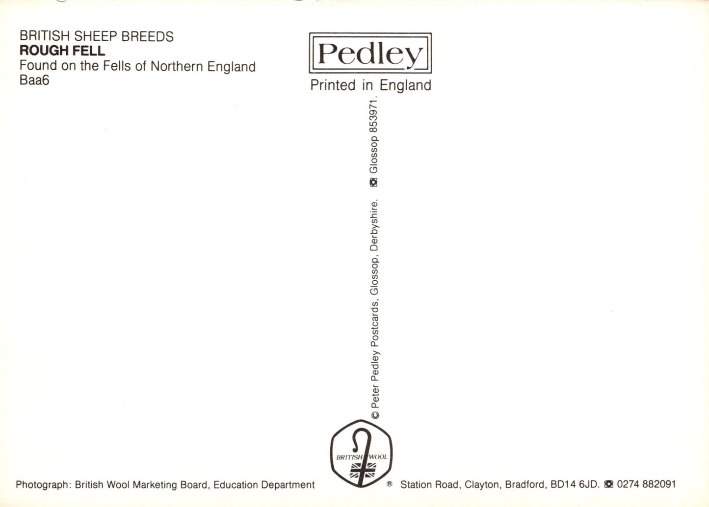 Back of a product packaging with text about British sheep breeds and a brand logo.
