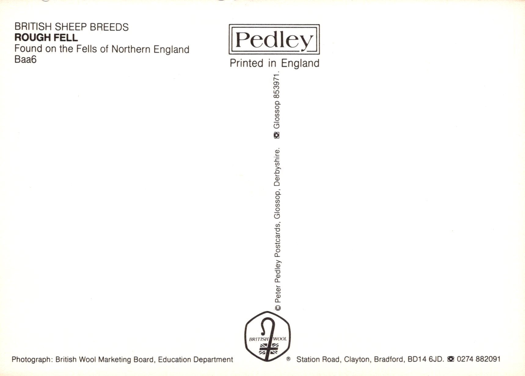 Back of a product packaging with text about British sheep breeds and a brand logo.