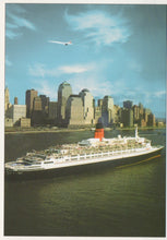 Load image into Gallery viewer, Cruise ship sailing on water with a city skyline in the background
