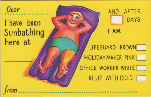 Holiday Greetings Postcard - Vacation Message, Sunbathing  SW17637