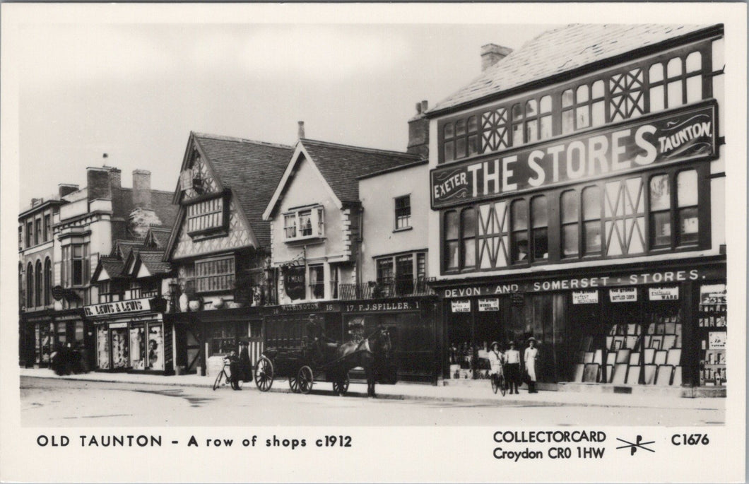 Somerset Postcard - Old Taunton, A Row of Shops c1912 - SW17646