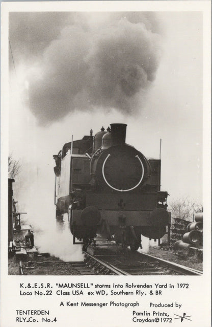 Railways Postcard - K & E.S.R. "Maunsell" Storms into Rolvenden Yard SW17696
