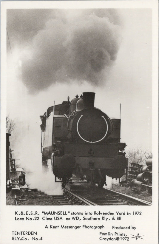 Railways Postcard - K & E.S.R. "Maunsell" Storms into Rolvenden Yard SW17696