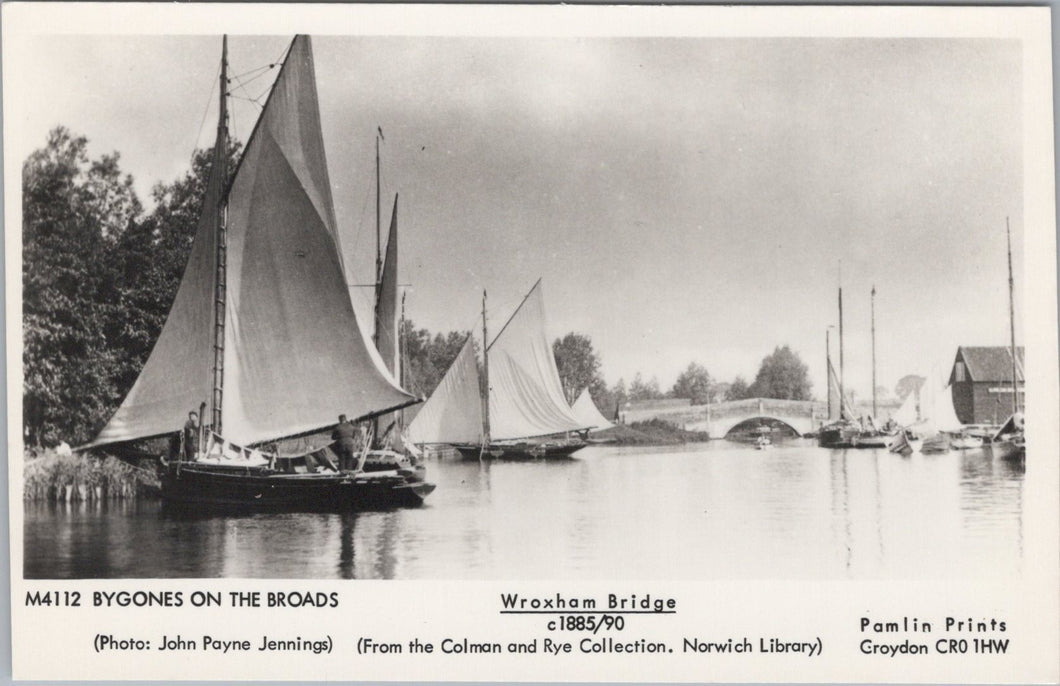 Norfolk Postcard - Wroxham Bridge c1885/90, Norfolk Broads SW17699