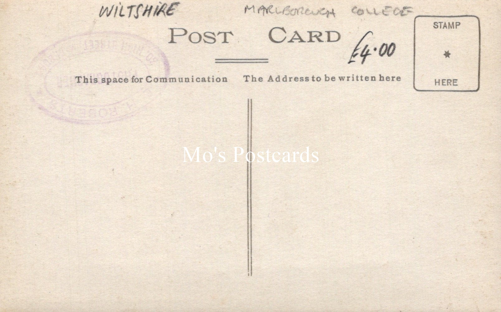 Wiltshire Postcard - Marlborough College  SW19256