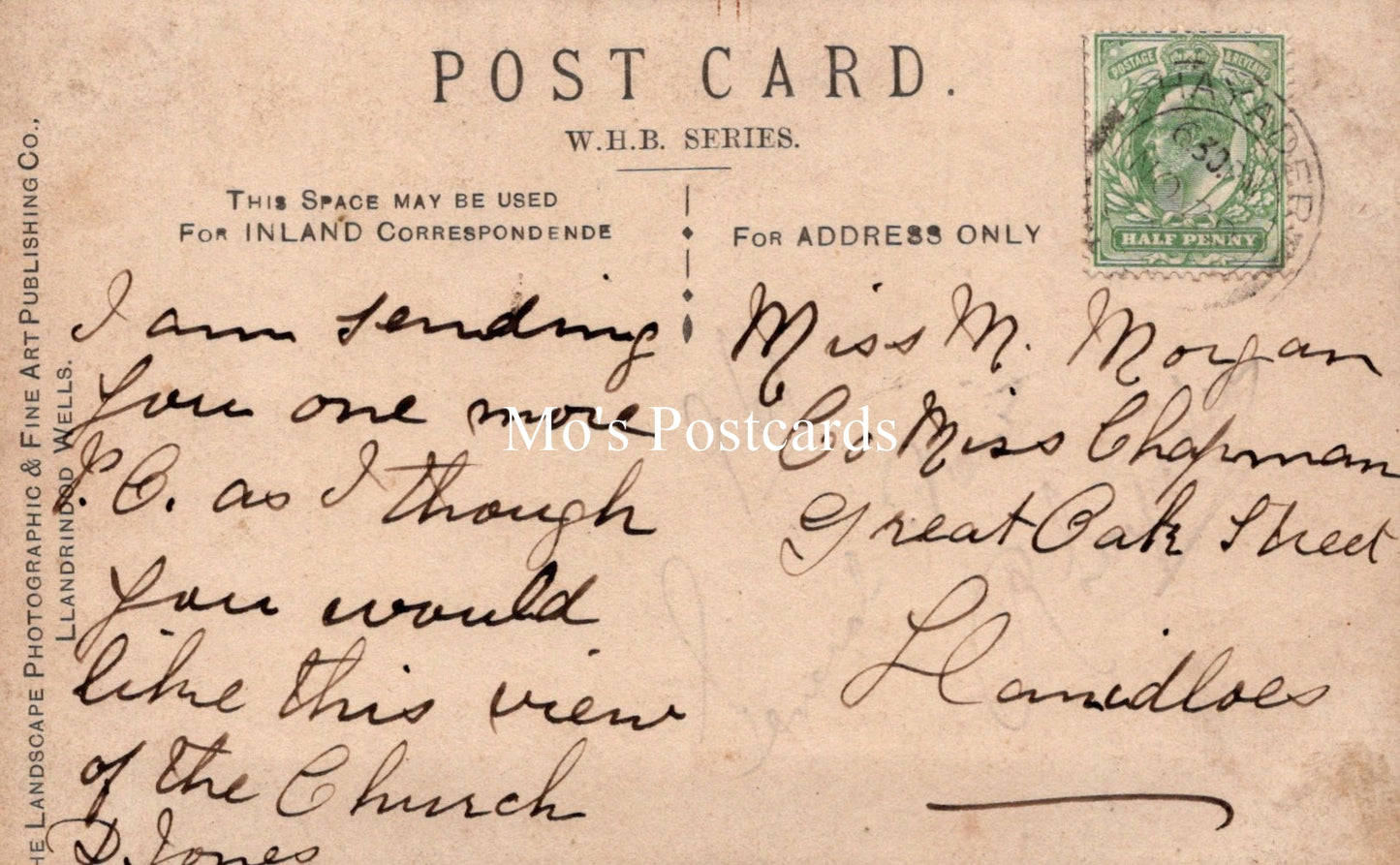 Wales Postcard - Cwmdauddwr or Llansanffraid Cwmteuddwr Church SW19270