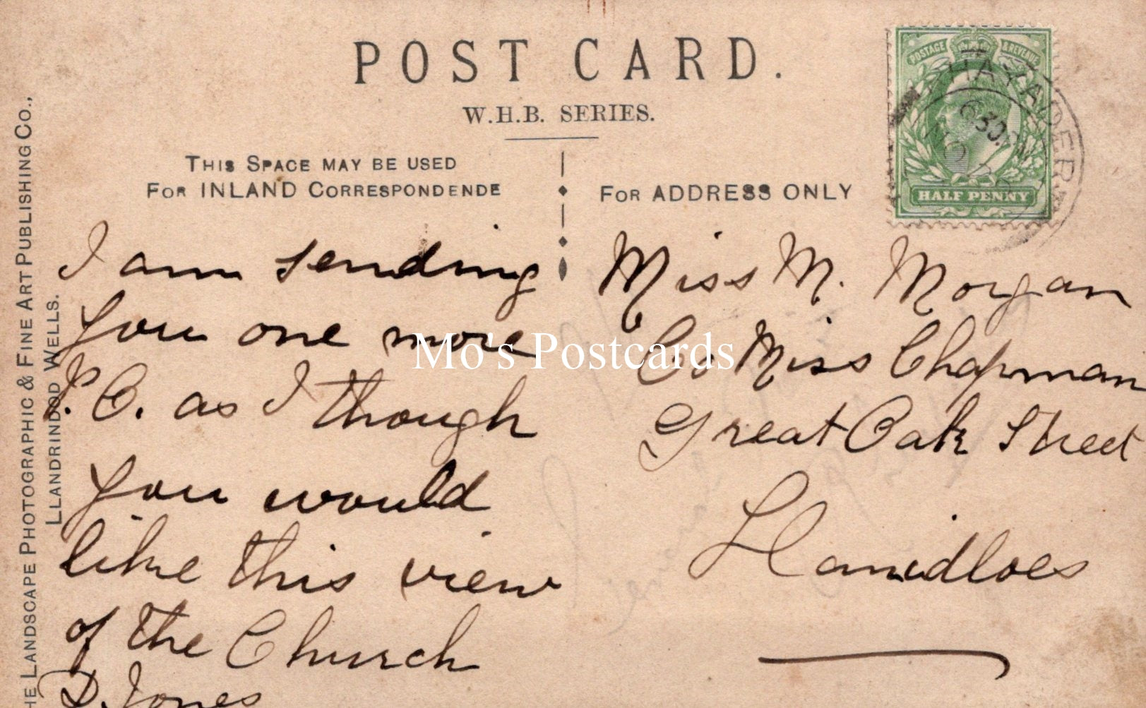 Wales Postcard - Cwmdauddwr or Llansanffraid Cwmteuddwr Church SW19270