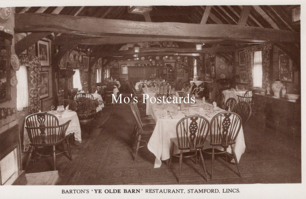 Lincolnshire Postcard - Barton's 'Ye Olde Barn' Restaurant, Stamford SW19277