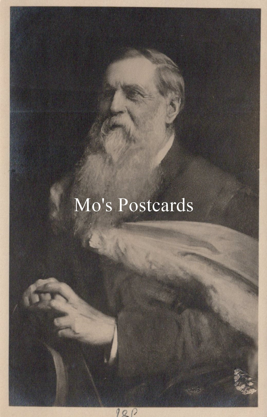 Vintage-style portrait with 'Mo's Postcards' text overlay