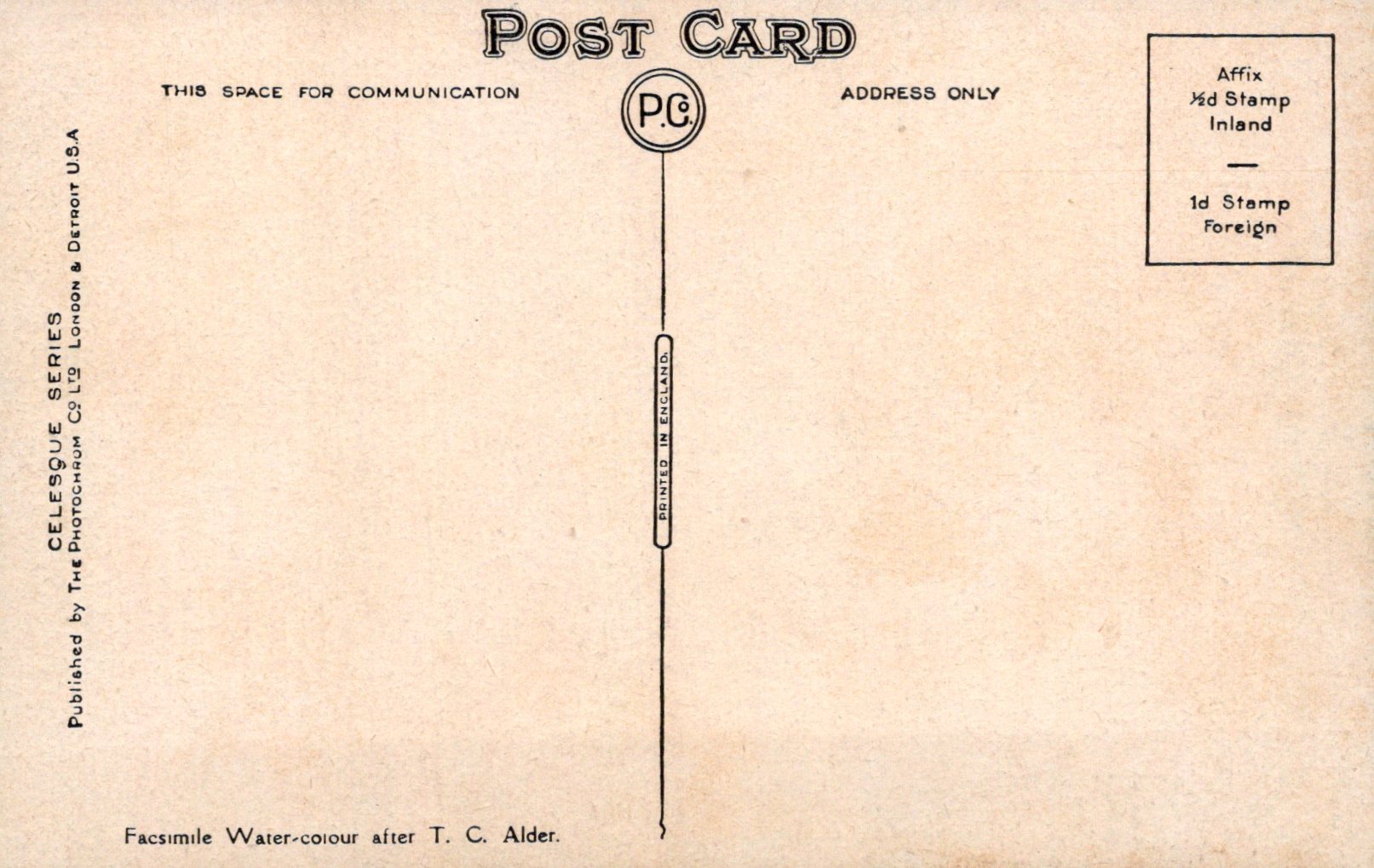 Vintage postcard with typographic design and space for communication.