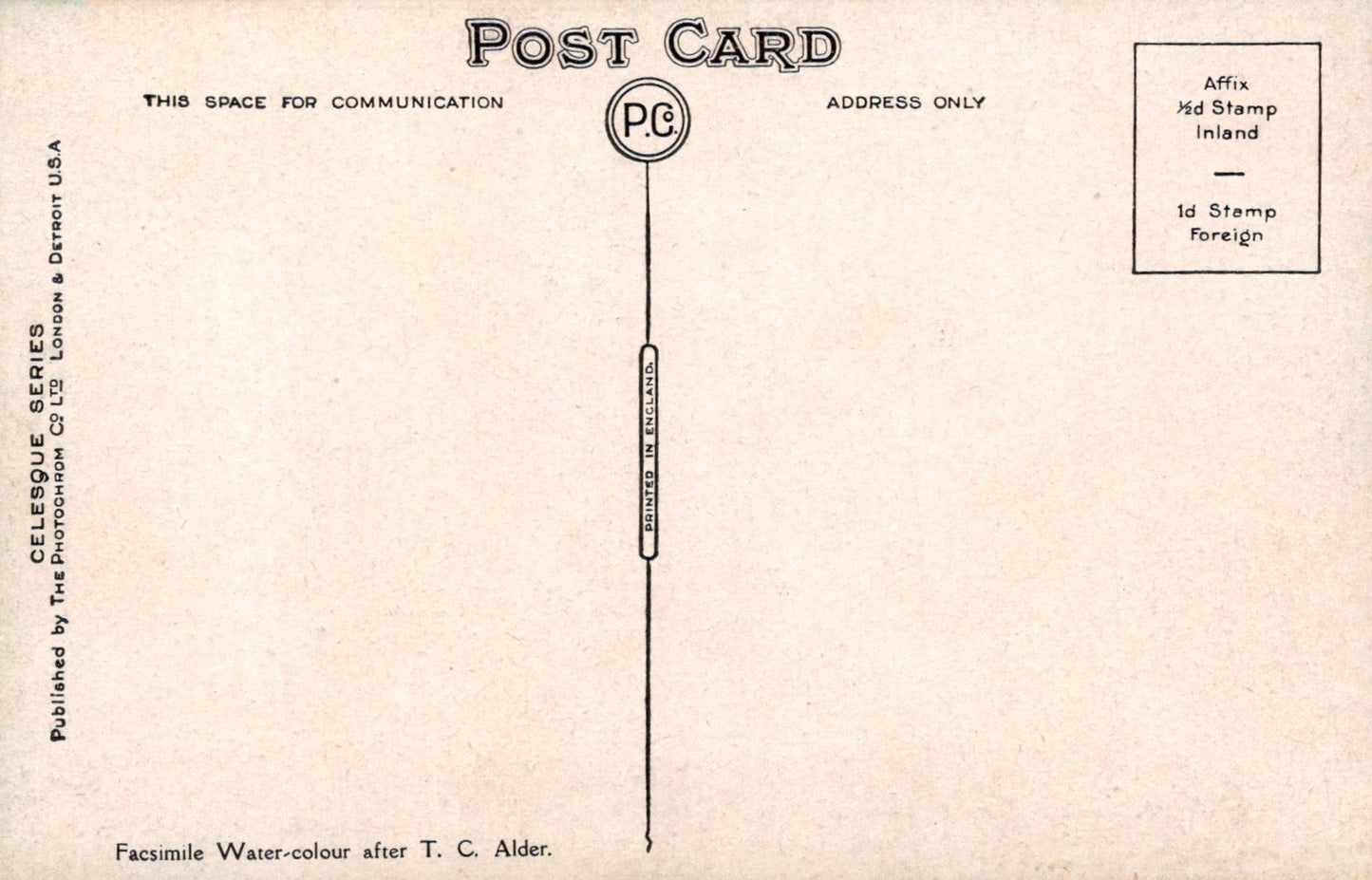 Vintage postcard with airmail routing and address fields on a beige background