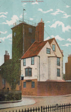 Load image into Gallery viewer, Vintage illustration of a house with a tower labeled &#39;Canonbury Tower&#39; under a blue sky with clouds.
