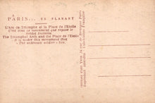 Load image into Gallery viewer, Vintage postcard with text about the Arc de Triomphe and Place de l&#39;Etoile in Paris
