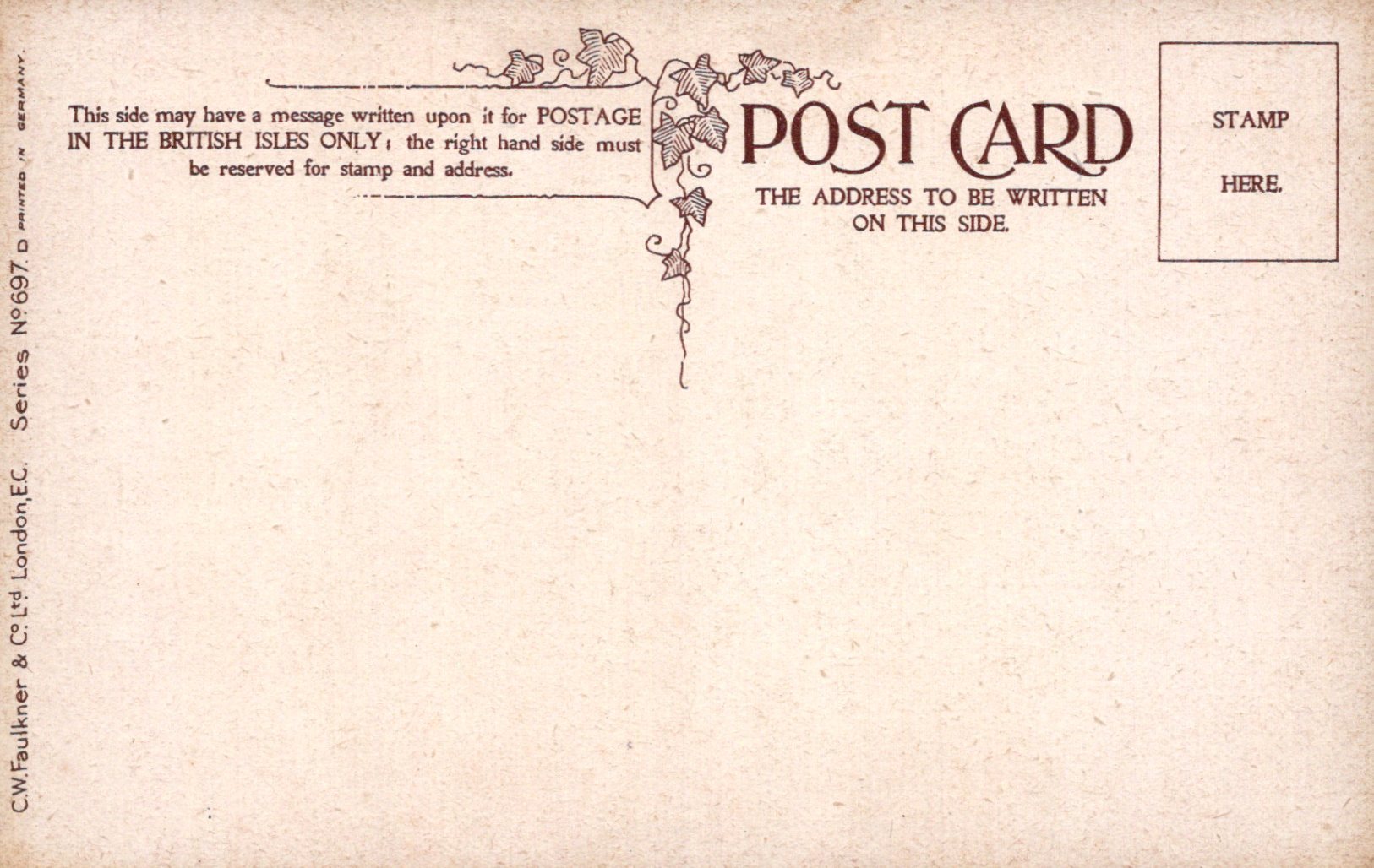 Vintage postcard with decorative border and text instructions on back