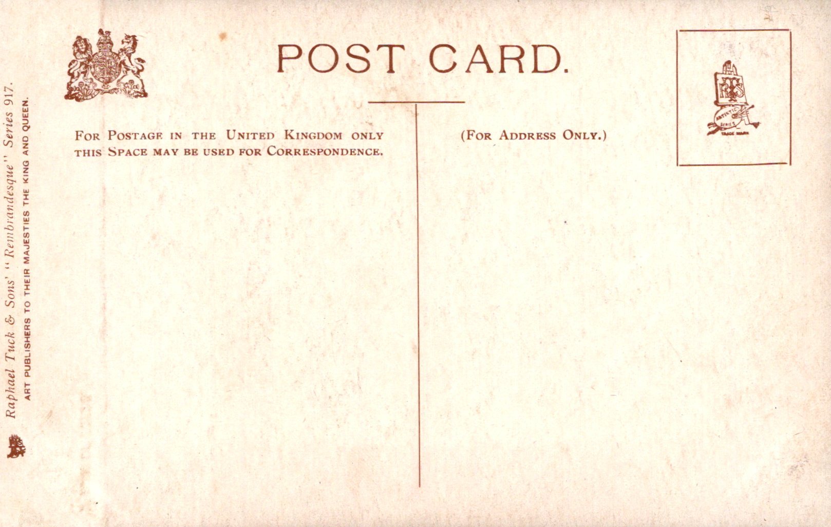 Vintage postcard with text and stamps on a beige background