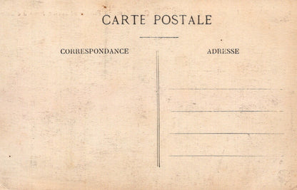 Vintage-style postcard with 'Carte Postale' text and address fields.