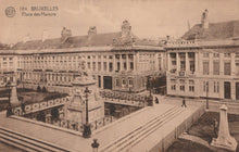 Load image into Gallery viewer, Vintage photograph of a square with a central statue and buildings in Brussels, Belgium.

