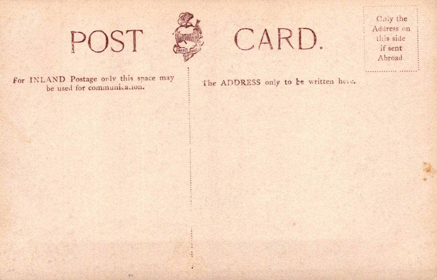Vintage postcard with text and a logo on a beige background