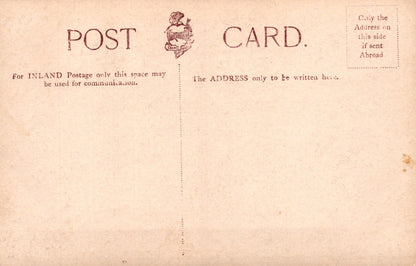 Vintage postcard with text and a logo on a beige background