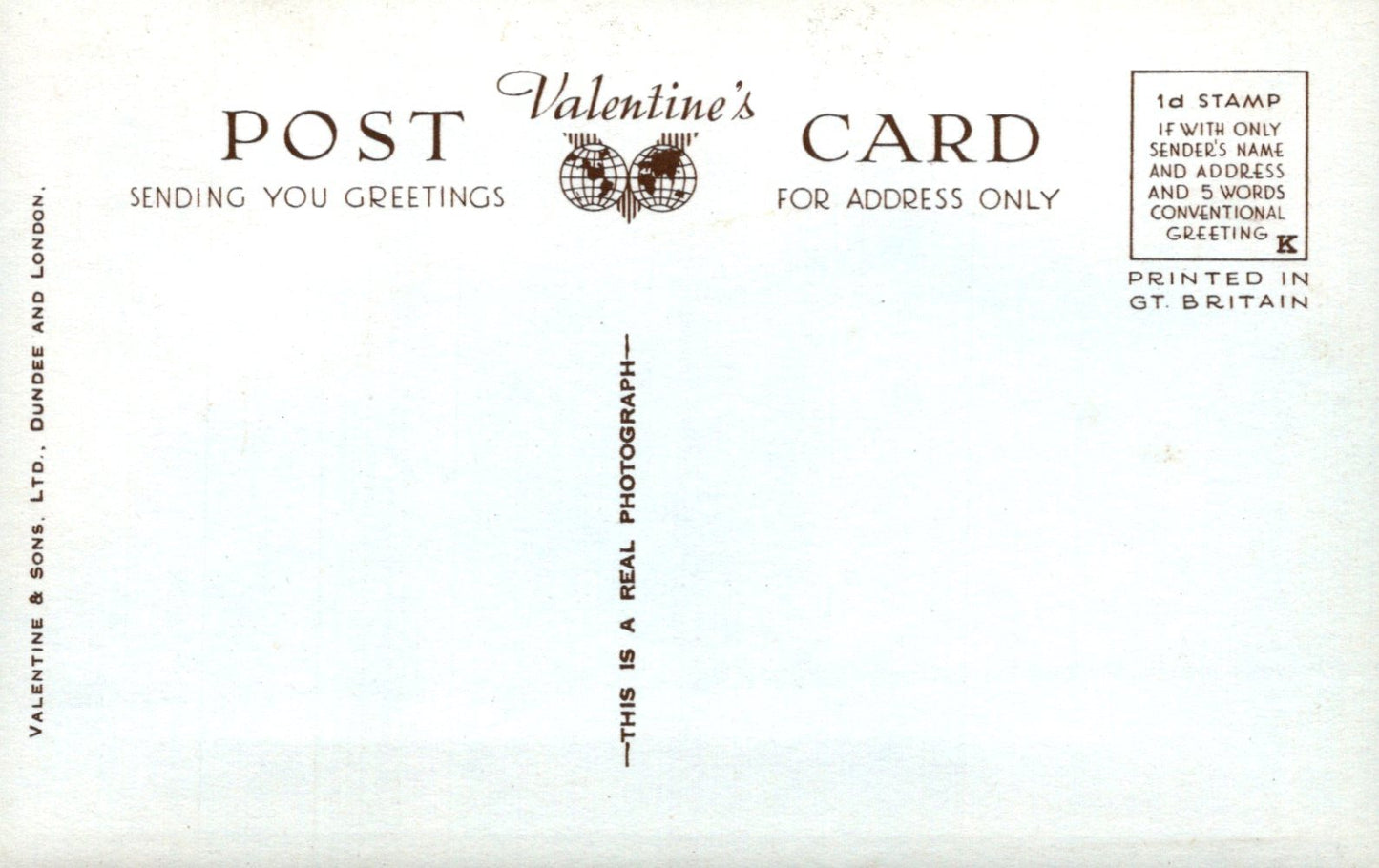 Vintage Valentine's card with text and a stamp design on a white background