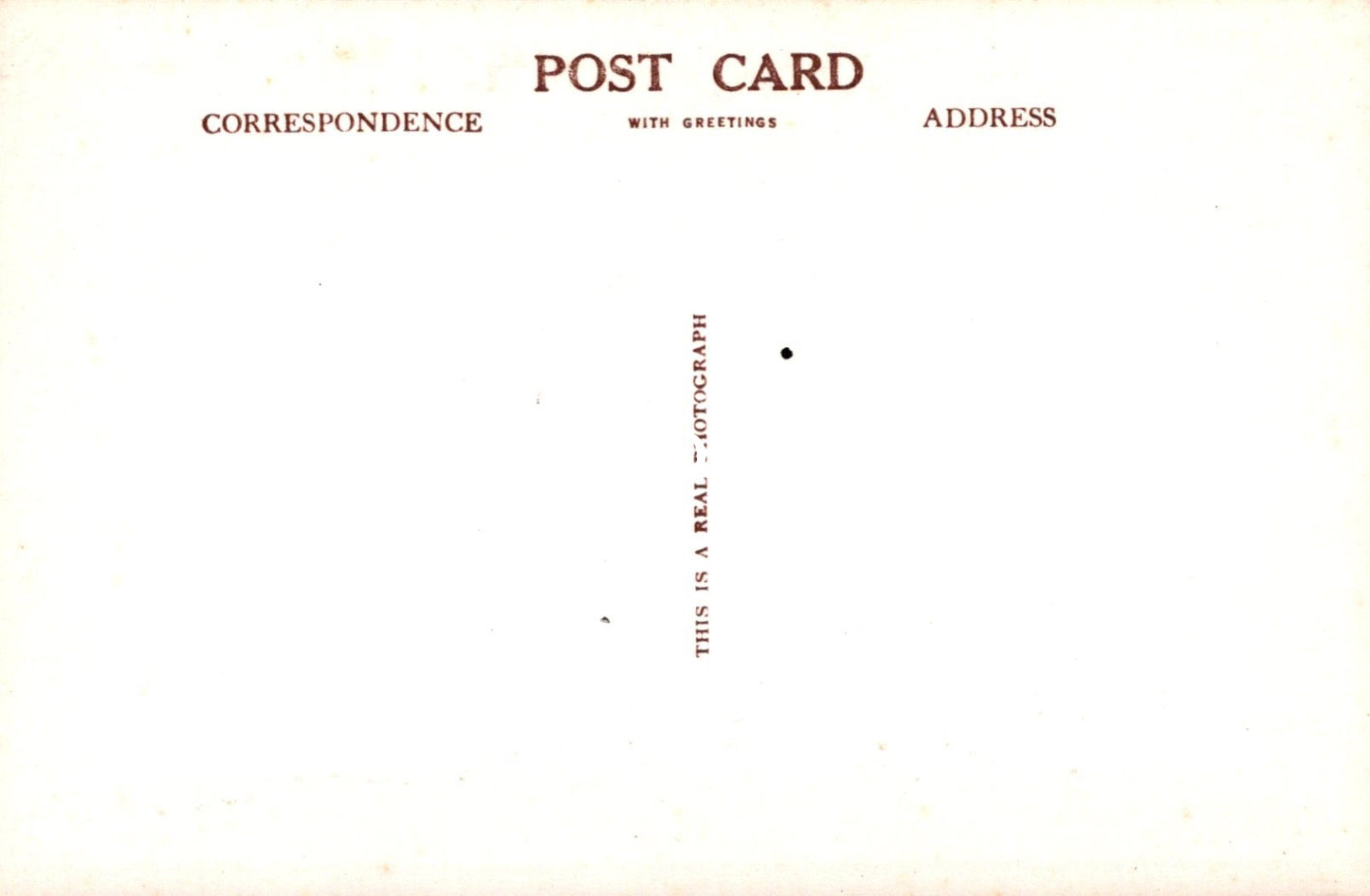 Blank postcard with text 'Post Card Correspondence with Greetings Address' on a white background