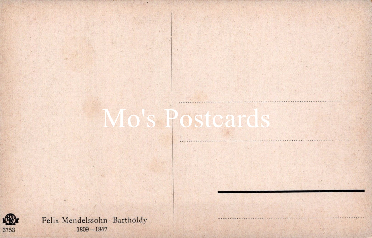 Vintage-style postcard with Mendelssohn-Bartholdy text on a beige background