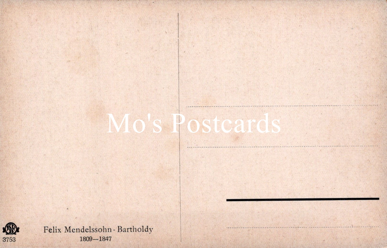 Vintage-style postcard with Mendelssohn-Bartholdy text on a beige background