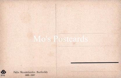 Vintage-style postcard with Mendelssohn-Bartholdy text on a beige background