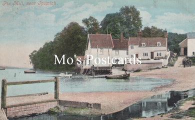 Vintage postcard of a mill by a river  
