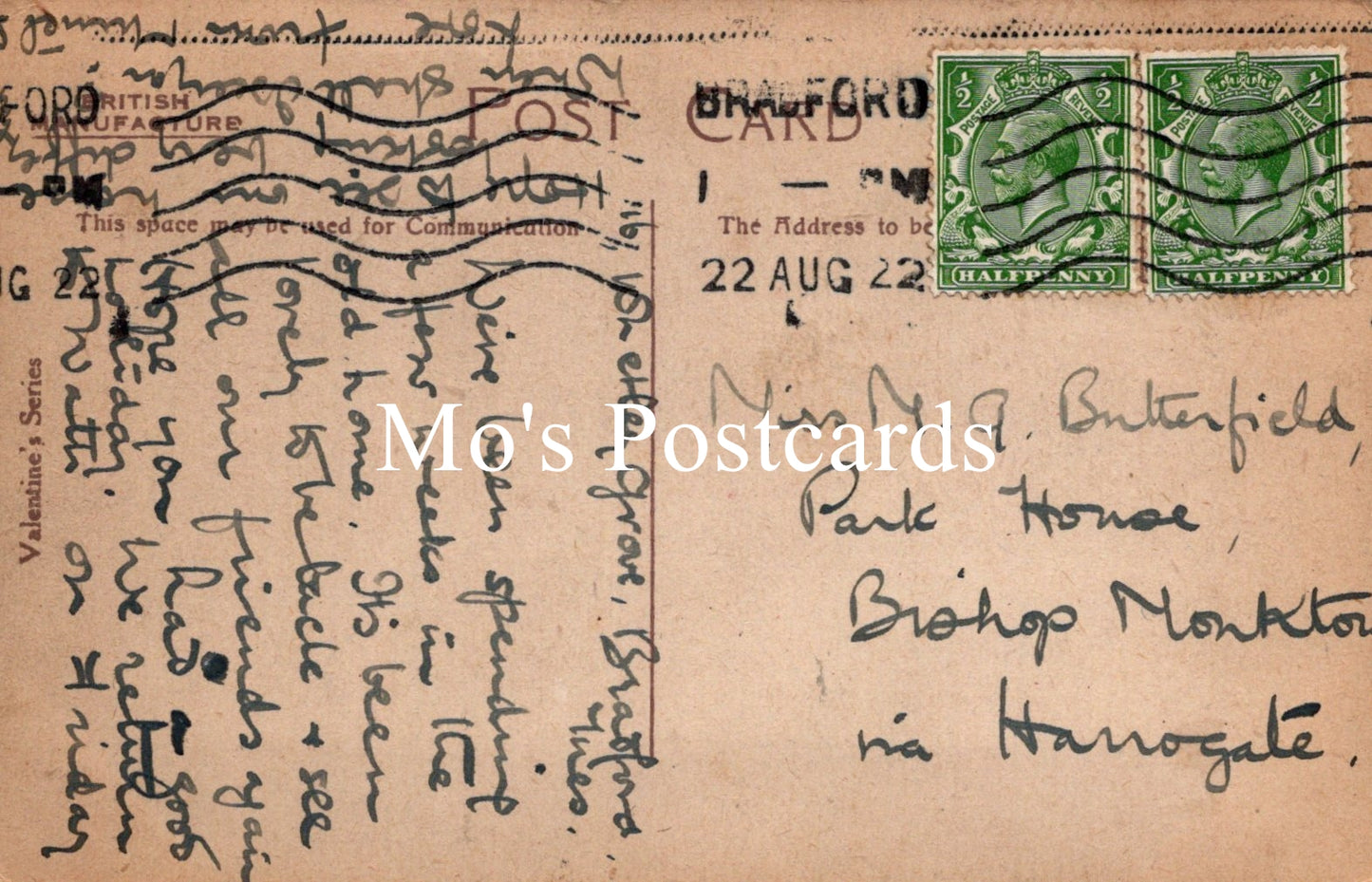 Vintage postcard with stamps and text 