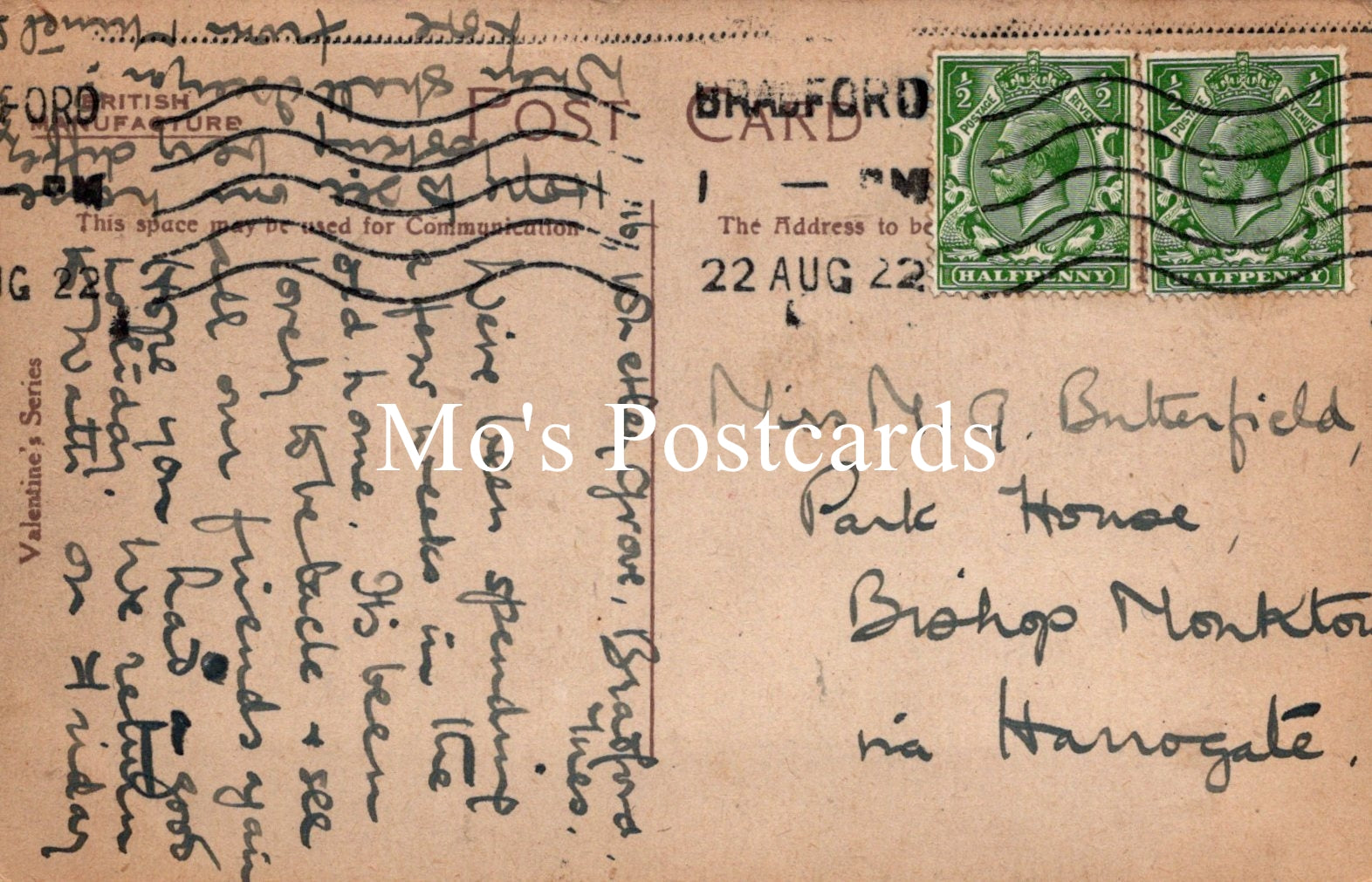 Vintage postcard with stamps and text 