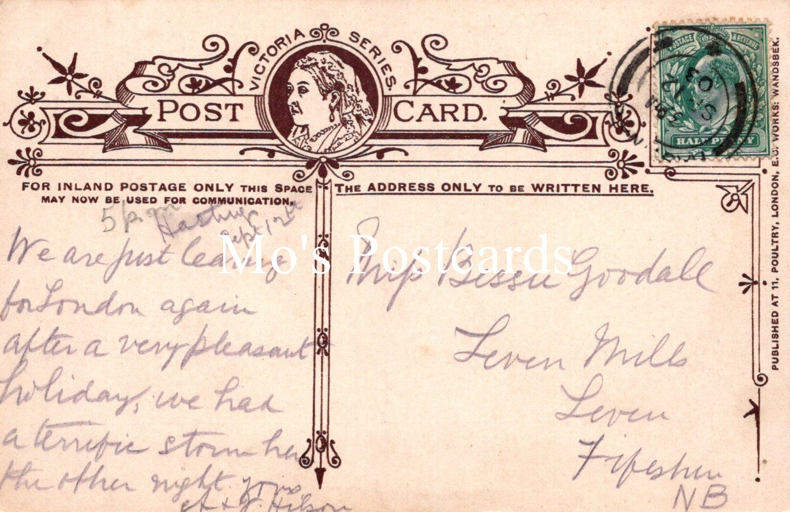 Vintage postcard with decorative border and handwritten text