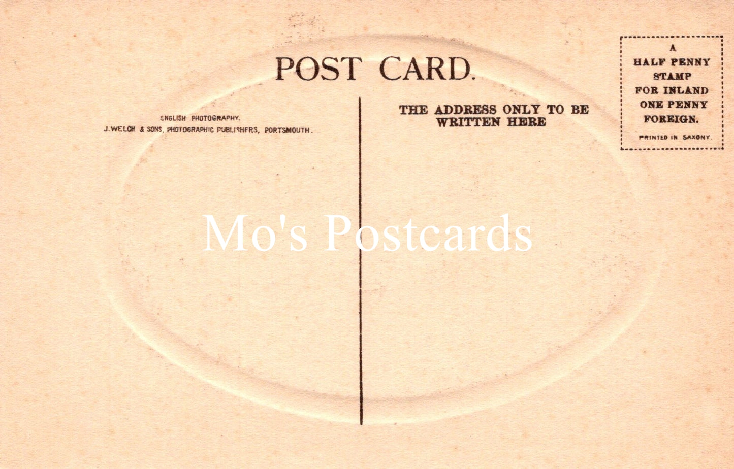 Vintage-style postcard with 'Mo's Postcards' branding on a beige background