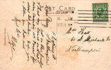Load image into Gallery viewer, Vintage postcard with handwritten text and a stamp 
