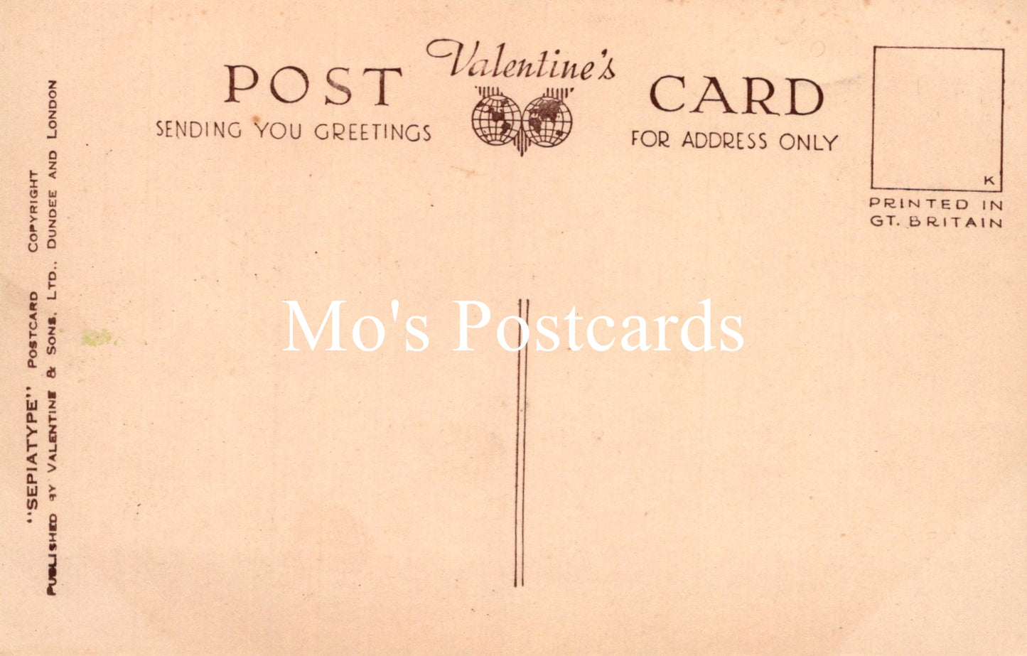 Vintage Valentine's Day postcard with text and a decorative heart design on a beige background.