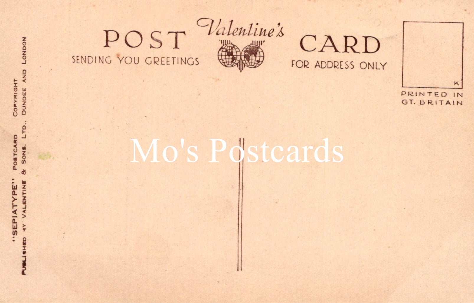 Vintage Valentine's Day postcard with text and a decorative heart design on a beige background.