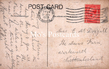 Vintage postcard with postage stamp and text 
