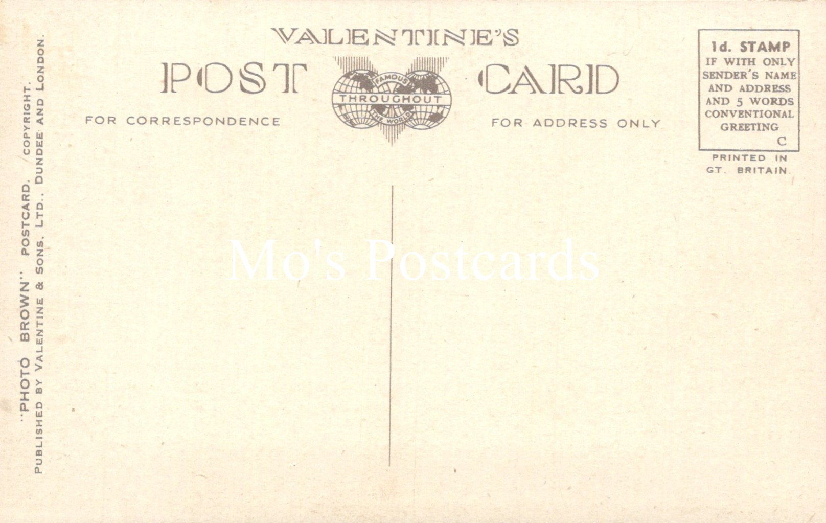 Vintage Valentine's Day postcard with text and a logo on a beige background