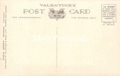 Vintage Valentine's Day postcard with text and a logo on a beige background