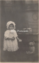 Load image into Gallery viewer, Ancestors Postcard - Young Child With Toys and a Teddy Bear  SW18657
