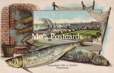 Lancashire Postcard - Fleetwood Steamboat Pier and Station  SW18690