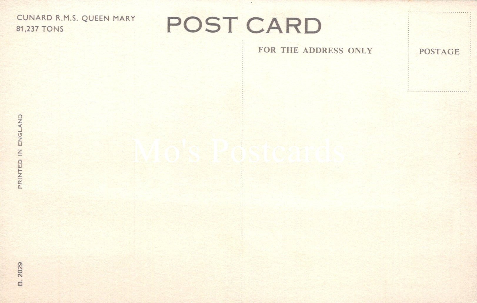 Shipping Postcard - Cunard R.M.S. Queen Mary  SW18707