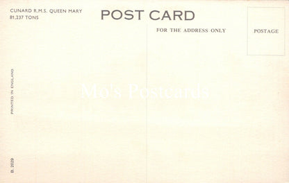 Shipping Postcard - Cunard R.M.S. Queen Mary  SW18707