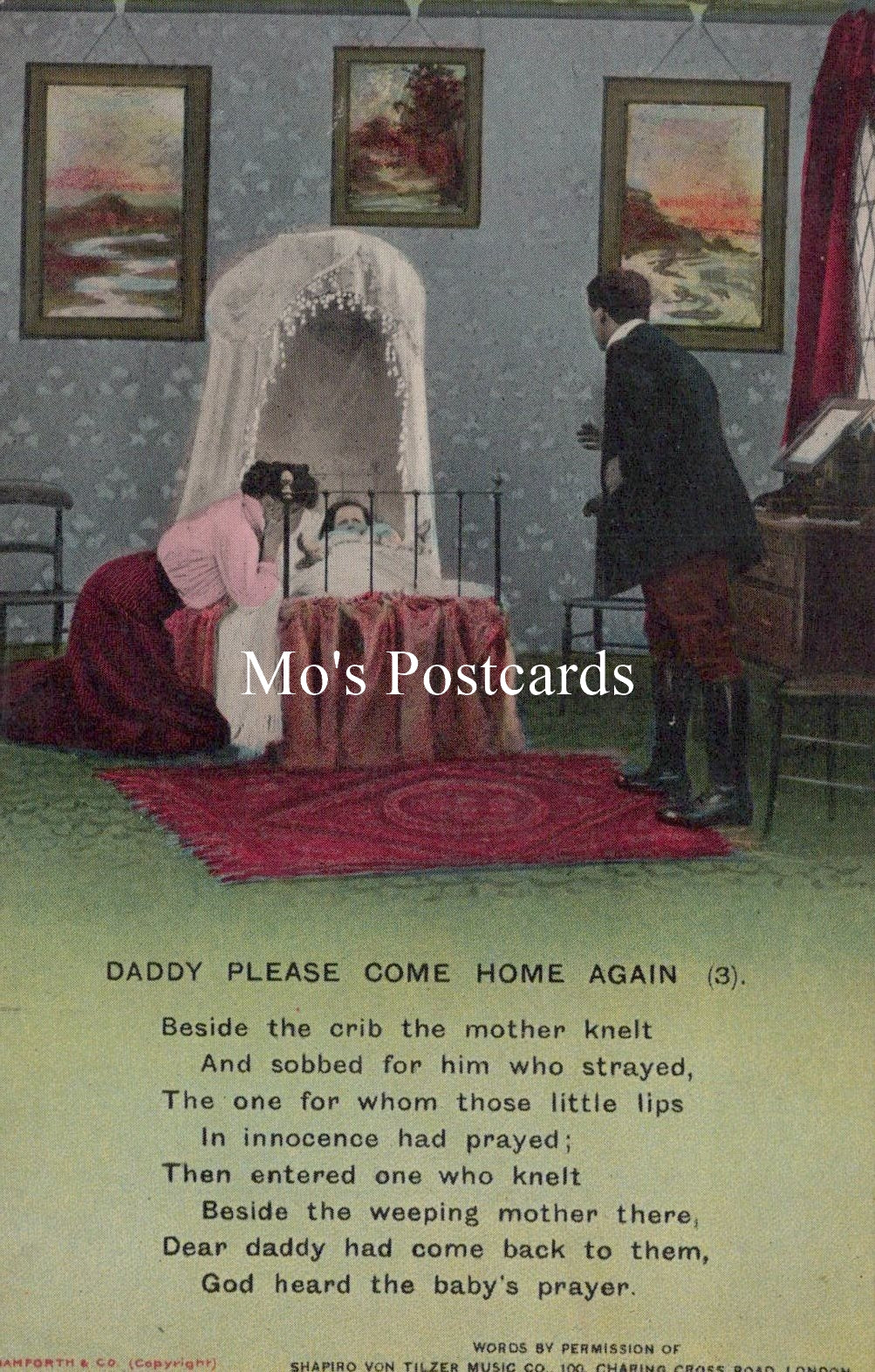 Bamforth Song Card Postcard - Daddy Please Come Home Again (3) SW18723