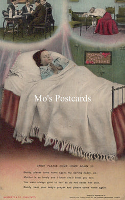 Bamforth Song Card Postcard - Daddy Please Come Home Again (2) SW18724