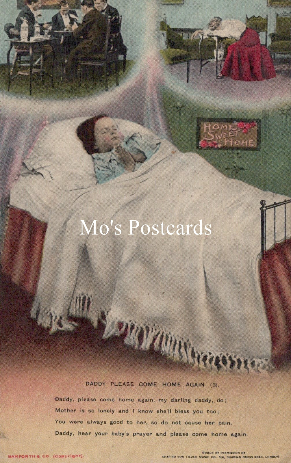 Bamforth Song Card Postcard - Daddy Please Come Home Again (2) SW18724