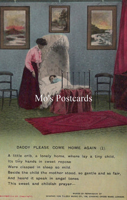 Bamforth Song Card Postcard - Daddy Please Come Home Again (1) SW18725