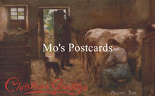 Load image into Gallery viewer, Greetings Postcard - Christmas Greetings, Cows Milking Time  SW18730

